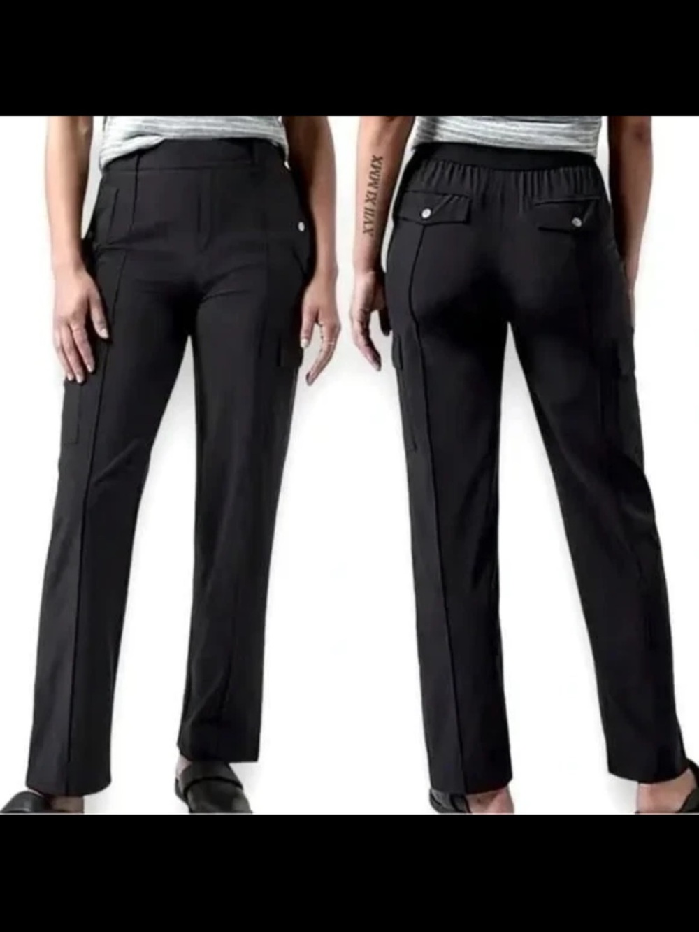 Athleta Women's Vienna Black Cargo Pants Lightweight Travel Active Size 8 (A5)